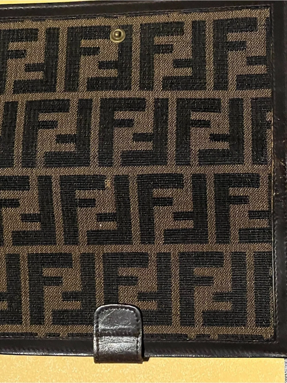 Fendi Brown and Black Zucca Snap Continental Wallet